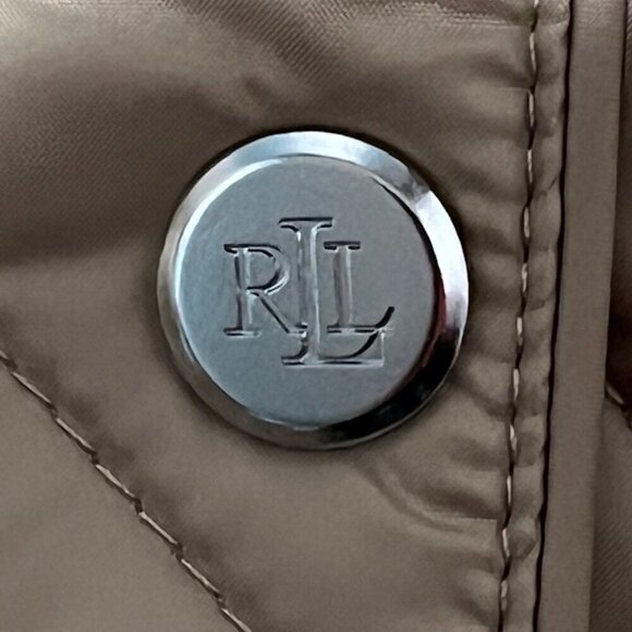 Lauren Ralph Lauren Women Crest-Patch Diamond Quilted Mock Neck Vest Beige L NWO - Picture 5 of 12